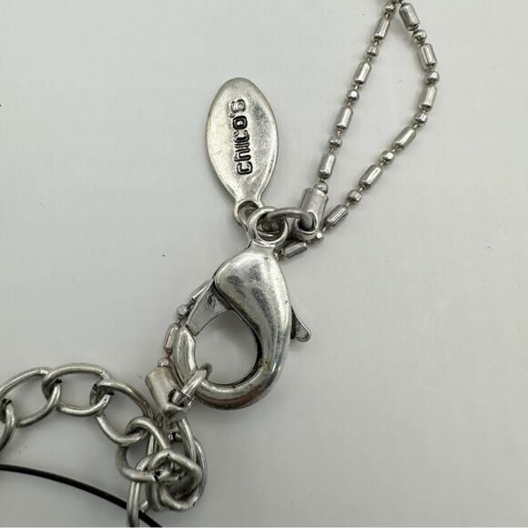 NWT Chico’s Smoky Grey Pendant Slver Tone Chain Long Necklace - Picture 3 of 7